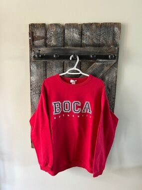 Men's Vintage BOCA 100% Cotton Red Crewneck